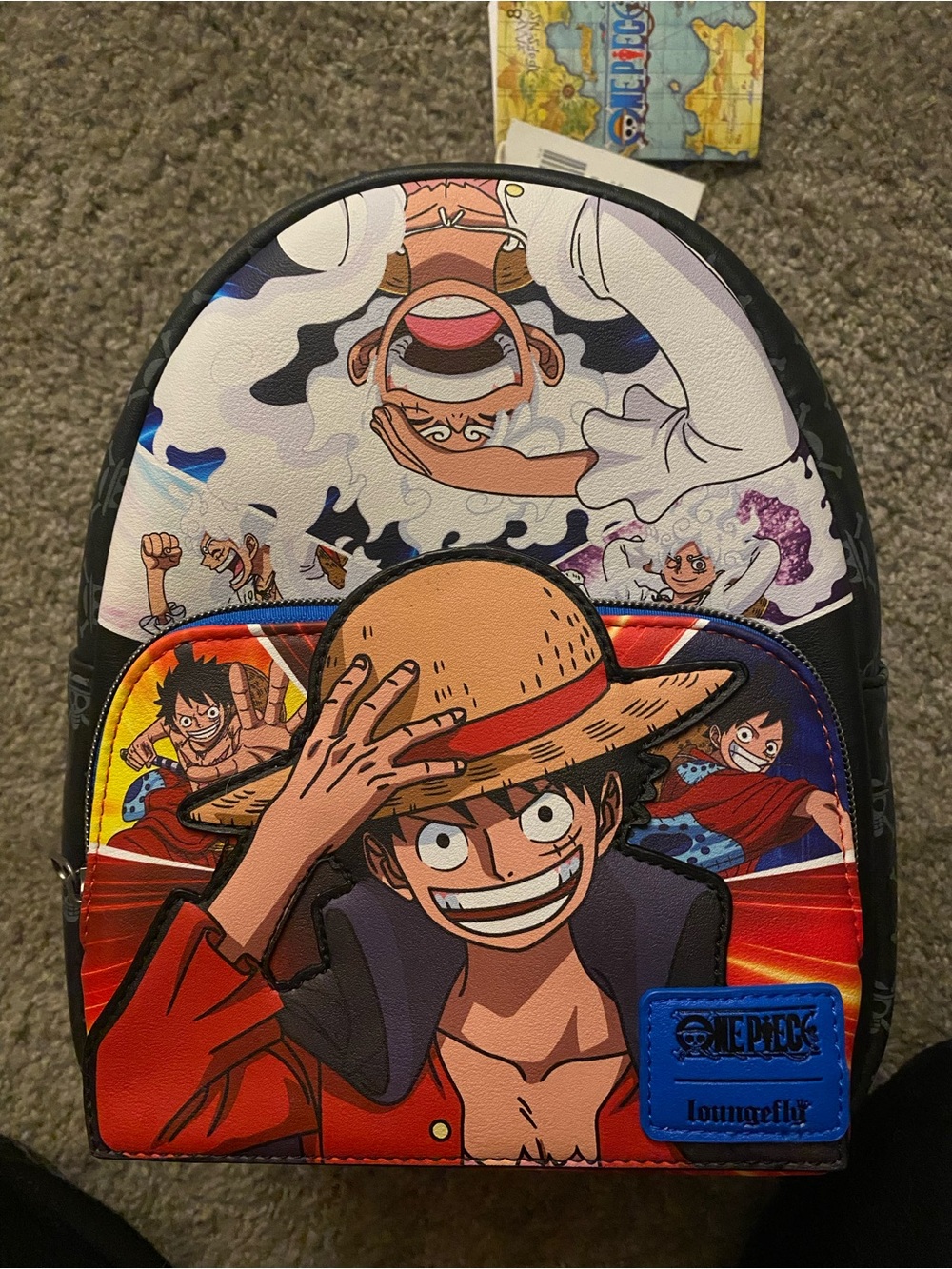 Loungefly One Piece Luffy Straw Hat Mini Backpack - Red, Black, White, Blue, Tan